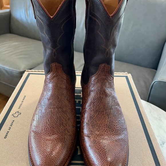 **SOLD**TECOVAS The Wade Men's Russet Smooth Ostrich Roper Boot 11D - Picture 12 of 14